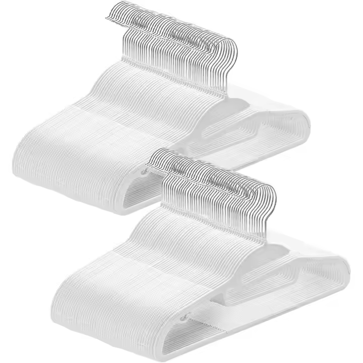 Perchas de Plástico Resistentes Antideslizantes 100 Piezas en Forma de U Revestidas de Goma - 1
