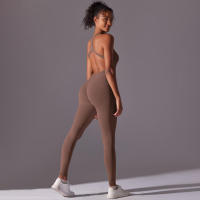 Body de Yoga de una pieza, conjunto de pantalones sin costuras, levantamiento de glúteos, Espalda descubierta, ropa sin mangas - details 35
