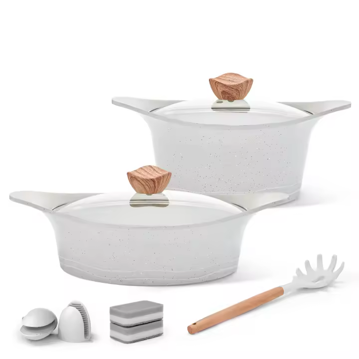 RIOVARM Inducción Juego de ollas Antiadherente Granito Casseroles Grupo de ollas Con tapa Sin PFOA 2 piezas Traje de cocina Multipropósito Cocina Olla de cocina - 1