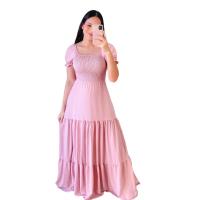 2025 nuevo vestido de hadas de color largo con hombros descubiertos y flores rotas para mujer primavera/verano - details 12