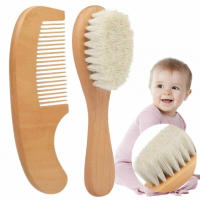 Cepillo de madera para bebé recién nacido, peine portátil, accesorios de baño para el cabello - details 0