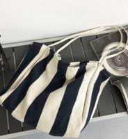 Bolsos de lona a rayas, bolsos de mujer, bolsos de hombro simples para estudiantes literarios y artísticos, bolsos de compras portátiles de lona perezosa de gran capacidad - details 0
