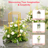 4 Piezas Soporte de Pedestal para Florero de Metal para Bodas Soporte de Flores para Fiestas, Soporte de Flores de Hierro, Estante de Flores con Marco Rectangular Soporte Geométrico para Decoración de Fiestas de Bodas - details 1