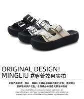 Zapatillas de plataforma nuevas sandalias de hebilla de cinturón retro de arrastre de una y media punta abierta de moda casual versátil - details 11