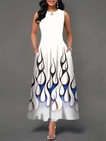 Women's Boho Long Dress Elegant Sleeveless Floral Print Casual Beach Party Summer Dress - details 29