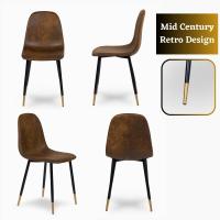 Juego de 4 sillas giratorias de ante para comedor con asiento acolchado, sillas de diseño para salón o cocina, con patas de metal negro, marrón - details 28