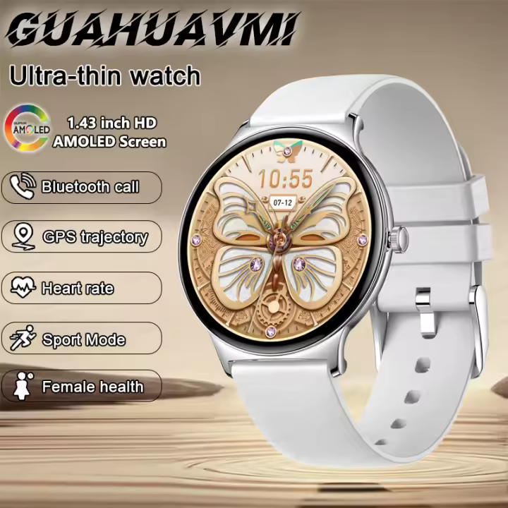 2024 nueva colección de relojes ultradelgados Pantalla amoled de 1,43 pulgadas 466*466 llamada bluetooth, empuje la menstruación, ejercicio, frecuencia cardíaca - 1