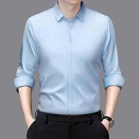 Nueva camisa informal de negocios de manga larga de Color sólido resistente a las arrugas cómoda para todas las estaciones Top versátil - details 6