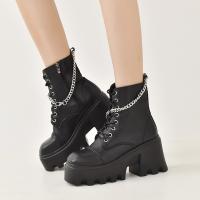 Botas martin negras para mujer, botas cortas informales de moda para otoño e invierno, tacones altos para mujer - details 1