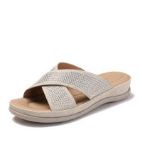 Sandalias de Verano para Mujer Tacón de Cuña Elegante Toe Abierto Estilo Romano con Diamantes de Imitación Moda 2025 - details 2