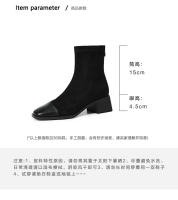 Botas cortas de tacón medio negro simple que empalman botas de caballero de tacón grueso - details 2