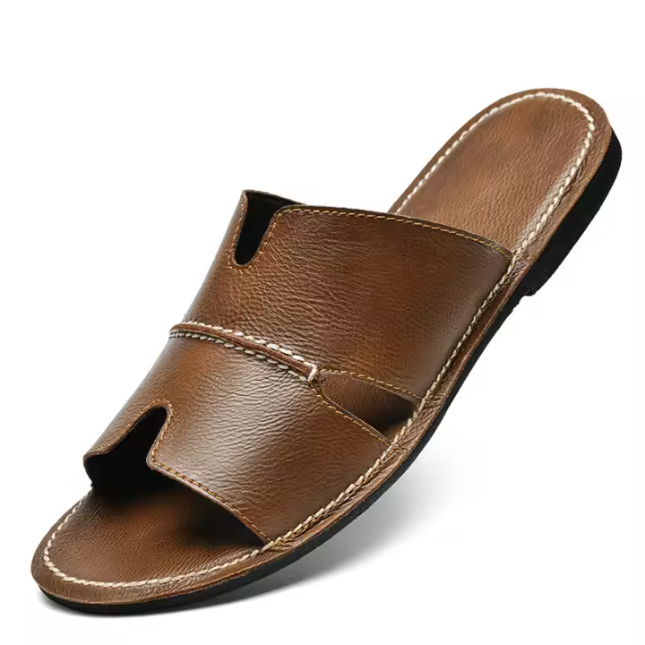 Zapatillas de Verano 2025 para Hombre Estilo Nuevo, Chanclas de Cuero Genuino, Sandalias de Playa Casuales - 1