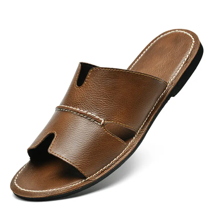 Zapatillas de Verano 2025 para Hombre Estilo Nuevo, Chanclas de Cuero Genuino, Sandalias de Playa Casuales - 1