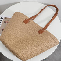 Bolso de viaje con asa superior para mujer, bolsa Bohemia de paja tejida de gran capacidad para verano - details 17