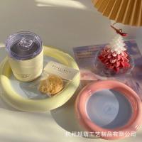 Crema pintada a mano gordita linda cerámica desayuno postre plato plato de cena plato de almacenamiento de alto valor pequeño - details 3