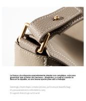Bolso de Hombro Geométrico de Cuero Genuino Bolso Cruzado de Cuero de Vaca de Primera Capa para Viajeros - details 24
