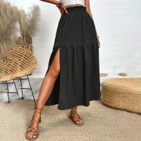 Nueva falda de mujer, falda Midi bohemia a la moda, cintura alta, falda lisa con volantes, faldas informales con abertura lateral para la playa, falda de 3 colores - details 1