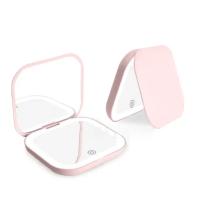 2X lupa compacta pequeña Mini regalo mesa de tocador luces Led plegables espejo de maquillaje de bolsillo portátil de mano - details 6