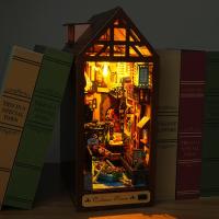 Estante de madera para libros, miniatura de casa de bosque con luciérnagas, casa de muñecas con animales, sujetalibros, juguete para adultos y niños, regalo. - details 2