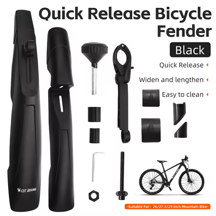 WEST BIKING-guardabarros para bicicleta de montaña, guardabarros ancho de liberación rápida para rueda de 26 a 29 pulgadas, Protector para ciclismo, accesorios para bicicleta - 1