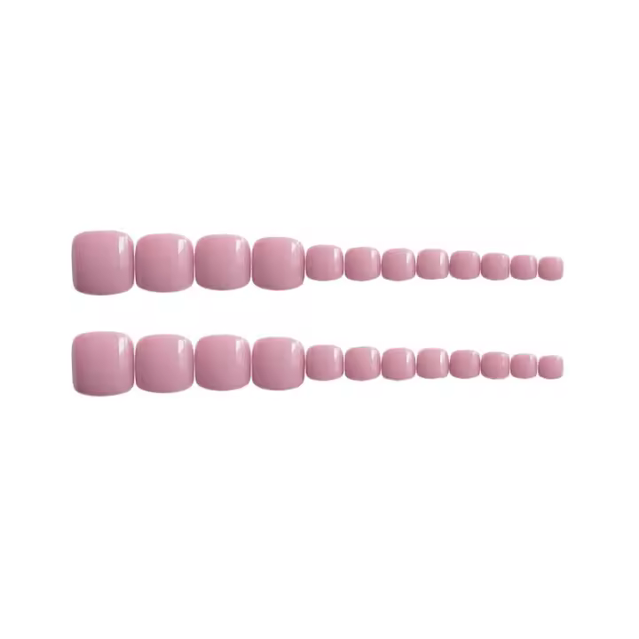 24 piezas de uñas postizas acrílicas de caramelo rosa claro DIY - 1
