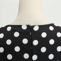 Mujeres Vintage verano 50s 60s Retro Pin Up Swing Rockabilly Vestidos elegante negro lunares vestido de fiesta de oficina - details 7
