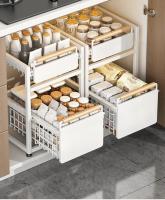 Under Sink Storage Rack Pull out Cabinet Organizer Kitchen Sliding Drawer Storage Basket Handle Bowl Plate Rack Holder Shelves - details 10