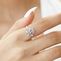 Anillo giratorio de flor de molino de viento con copos de nieve de circonio de cristal a la moda para mujeres y niñas, joyería para fiesta, regalo antiestrés - details 36