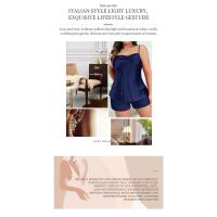 Conjunto de pijama de tirantes sueltos de seda sintética de talla grande para mujer con pantalones cortos para estar en casa en verano - details 2
