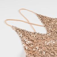 Sexy Women Fashion Backless Hem Slit Spaghetti Strap Sequin Dresses Night Out Vestidos Party Dress - details 2