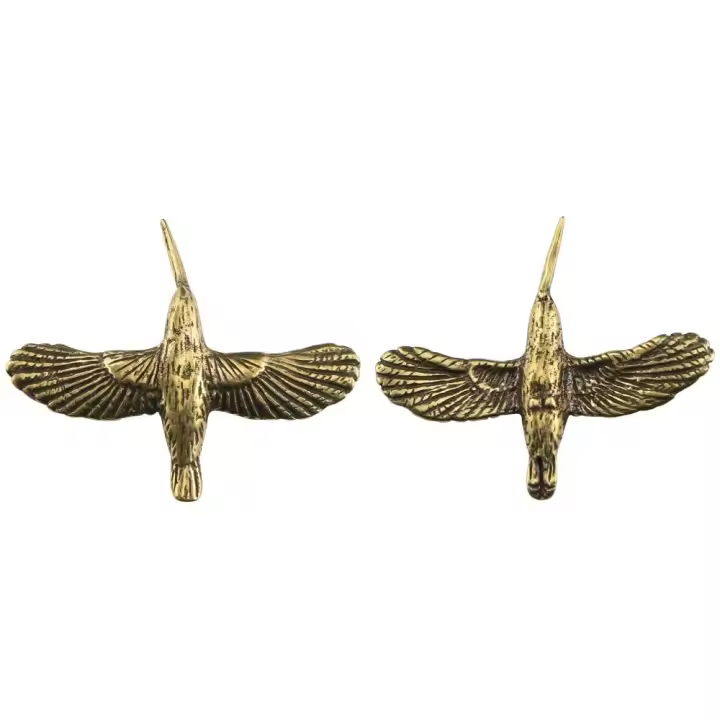 Decoración del hogar, escultura de colibrí de latón, forma de pájaro Retro, modelos de colibrí, Mini estatua de pájaro de imitación, fiesta de cumpleaños - 1