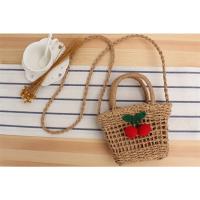 Bolsa de Playa Tejida de Cuerda de Papel Cereza 2025 Bolsa Oblicua de Hombro para Vacaciones al Mar - details 3