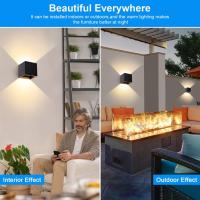 4 Piezas Aplique de Pared Interior/Exterior 12W Aplique Exterior Pared 3000K Blanco cálido Ángulo de haz Ajustable Negro Apliques Pared Led Impermeable - details 20