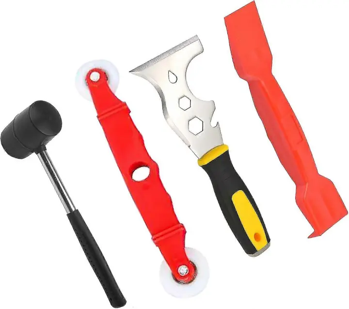 Kit de Herramientas de Pegado de Ventanas Martillo de Goma Multifuncional, Cuchillo de Alicates, Rodillo de Ventanas, Pala de Plástico Ideal para Ventanas Dobles - 1