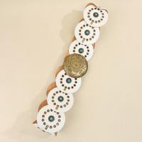 Cinturón de disco bohemio ancho exagerado con remaches, pretina de cuero occidental ajustable Y2k turquesa para mujer, cinturón Vintage para chica picante - details 6