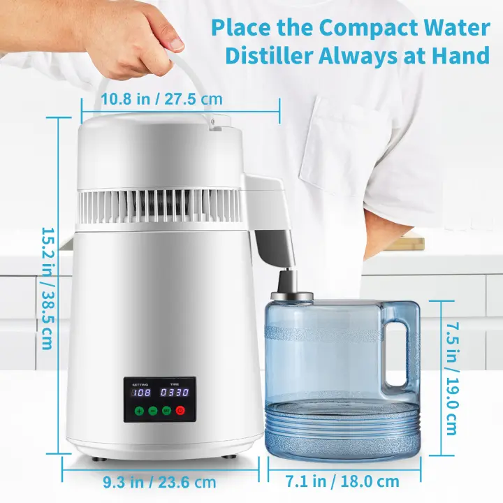 Destilador de agua SucceBuy con sincronización y pantalla de temperatura. Produce agua pura fácilmente - 1