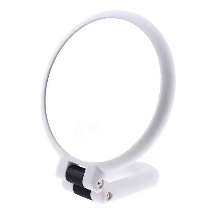 Espejo de mano plegable de doble cara para maquillaje, espejo de mano con aumento de 15x, Pedestal para viaje - 1
