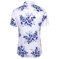 Camisas Casuales para Hombres con Estampado de Flor Material de Poliéster Vestido Formal sin Hierro - details 4