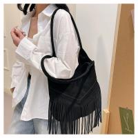 Bolso grande de viento para mujer, bolsa de hombro de cuero abrasivo con flecos, a la moda, Europa y Estados Unidos, 2025 - details 12