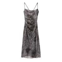 Falda larga plisada MIDI con tirantes estampado animal para mujer, primavera y verano, nuevos productos, vestido adelgazante - details 0