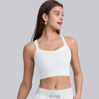 Sujetador deportivo de nailon para mujer, camiseta sin mangas de color sólido, transpirable, de secado rápido - details 5