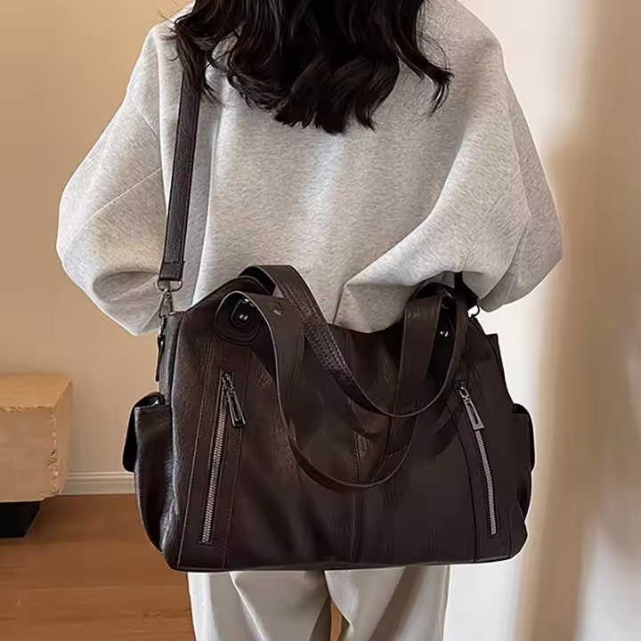 Bolsos hobo vintage cruzados para mujer, bolso de mano retro de cuero y bolsos de mano con asa superior, bolso de hombro tipo satchel. - 1