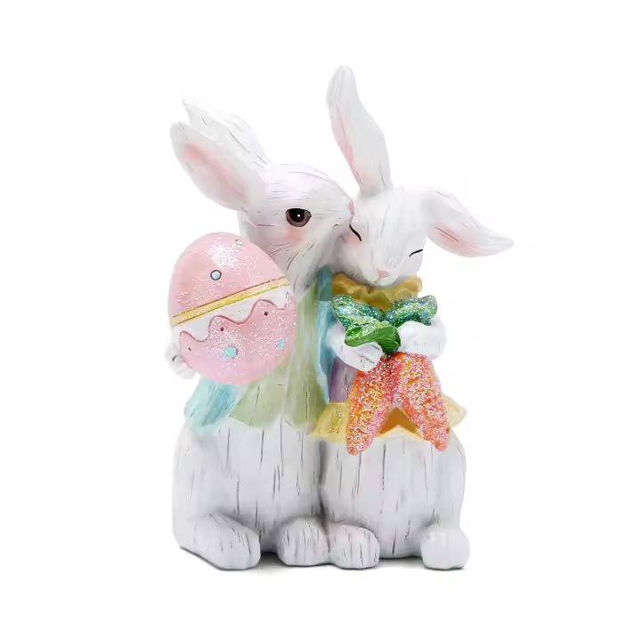 Decoraciones de Pareja de Conejos de Pascua, figuritas de Primavera, decoraciones de Tabletopper para Fiesta, Hogar, Vacaciones, Conejo Lindo - 1