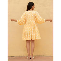 Vestido corto de vacaciones de playa de rayón informal suelto con lazo floral para mujer de moda de verano - details 72