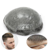 Tupé con Base de piel ultrafina para hombre, prótesis capilar Invisible, sistema de cabello humano Natural, v-looped, 0,03mm - details 4