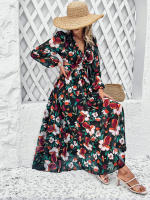 Vestido largo informal de verano para mujer, prenda de manga larga con escote en V, ahuecado en la espalda, Vintage, elegante, para fiesta en la playa, 2024 - details 14