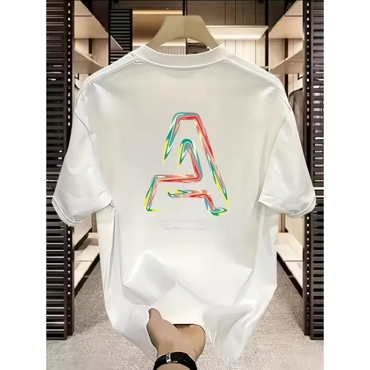 Camiseta Casual de Estilo Callejero Americano Algodón Cinturón 100% Negro con Gráfico de Letra a - 1