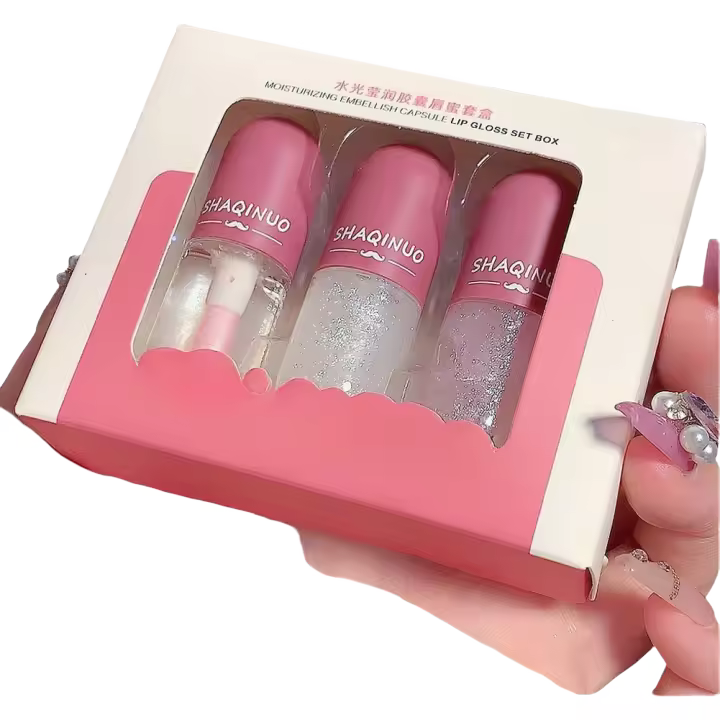 Kit de labios de miel hidratante y brillante Shuiguang con superficie de vidrio transparente A4R6 - 1