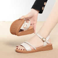 Sandalias Planas de Cuero Genuino para Mujer Estilo Europeo Nuevo Cerrado con Gancho y Bucle - details 3