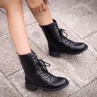 Botas Martin para mujer, botines de talla grande, punta redonda, tacón grueso, cordones, informales, media pantorrilla, Otoño e Invierno - details 8